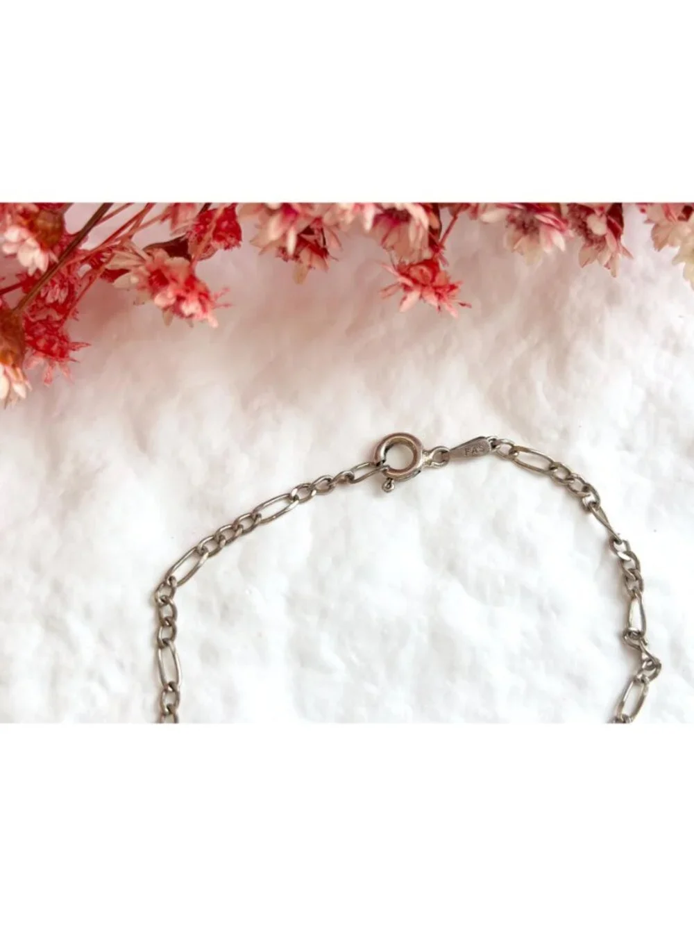 Figaro Chain Vintage Sterling Silver 925 Bracelet
